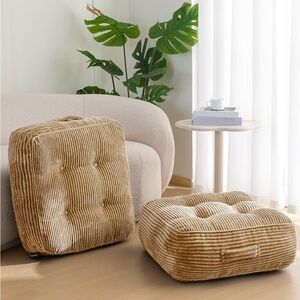 2-Pack Floor Pillow Cushions 22x22x8 Corduroy Meditation Seat Pads NEW